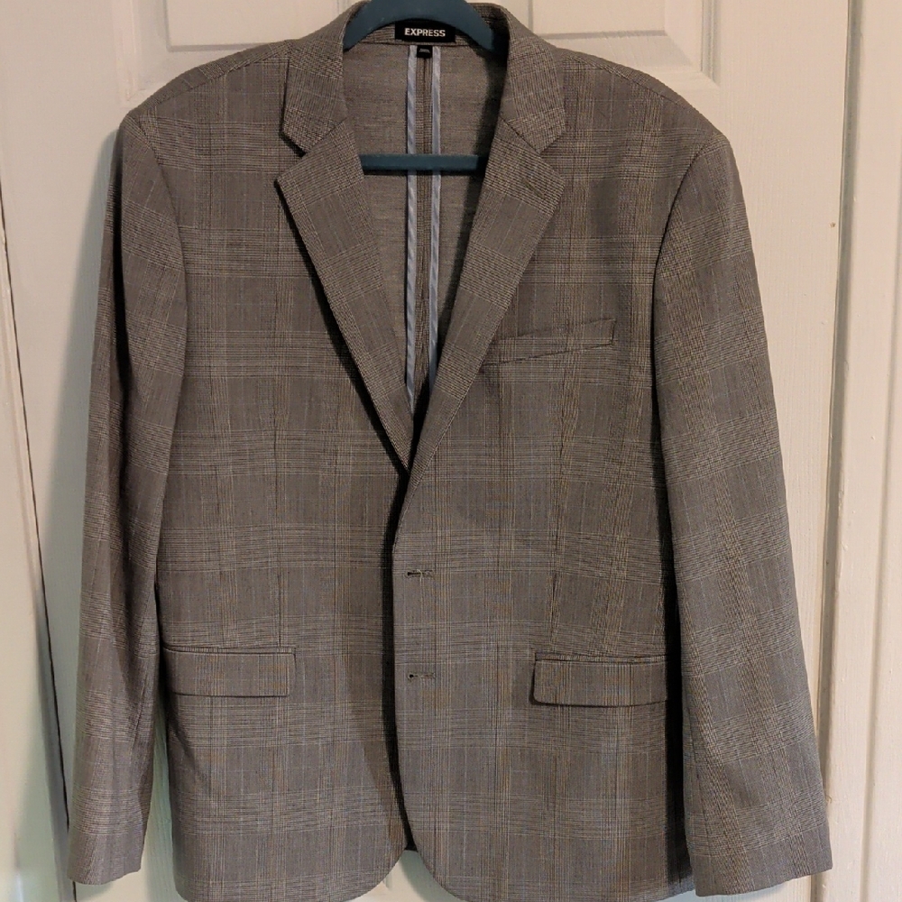 Express Men's Gray Checkered Blazer
